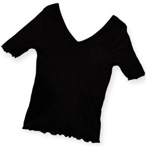 Oak + Fort Ribbed Black Top | One Size | NWT | Minimalist Basic